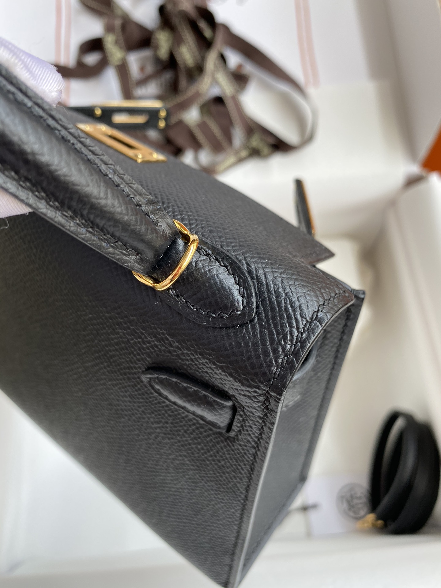 Hermès Mini Kelly 20 Black Epsom With Silver Hardware - AG