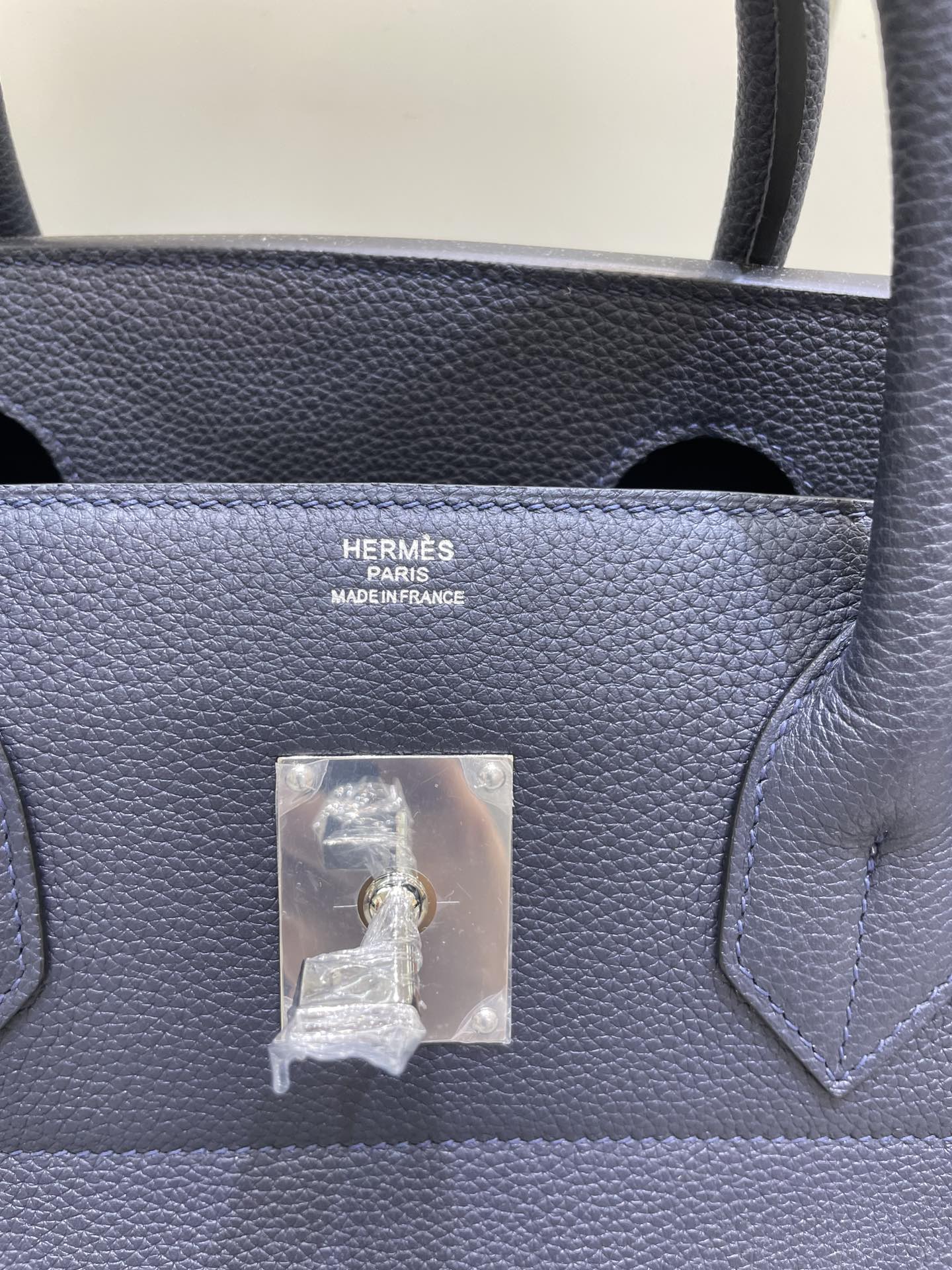 Hermes Birkin Bag 40cm Hac Gris Moyen Grey Todoo Feutre Blue Nuit Togo  Palladium Hardware